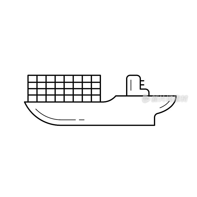 货船矢量线图标