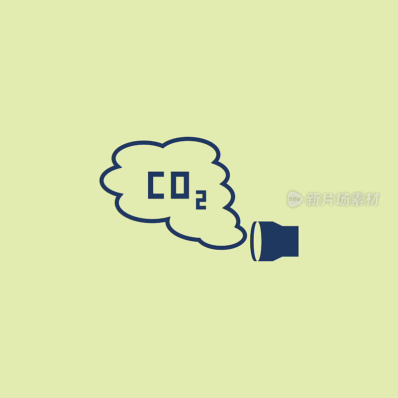二氧化碳排放矢量插图，汽车二氧化碳排放符号