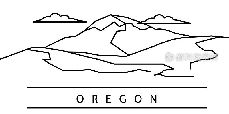 俄勒冈城市线图标。美国州元素插图图标。标志，符号可以用于网页，标志，手机应用，UI，用户体验