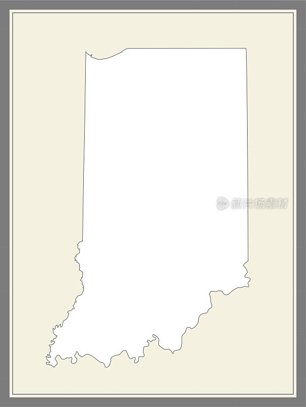 印第安纳州轮廓矢量地图制图