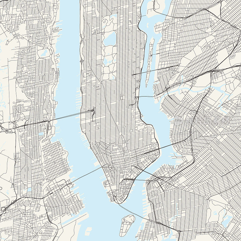 纽约市-曼哈顿矢量地图