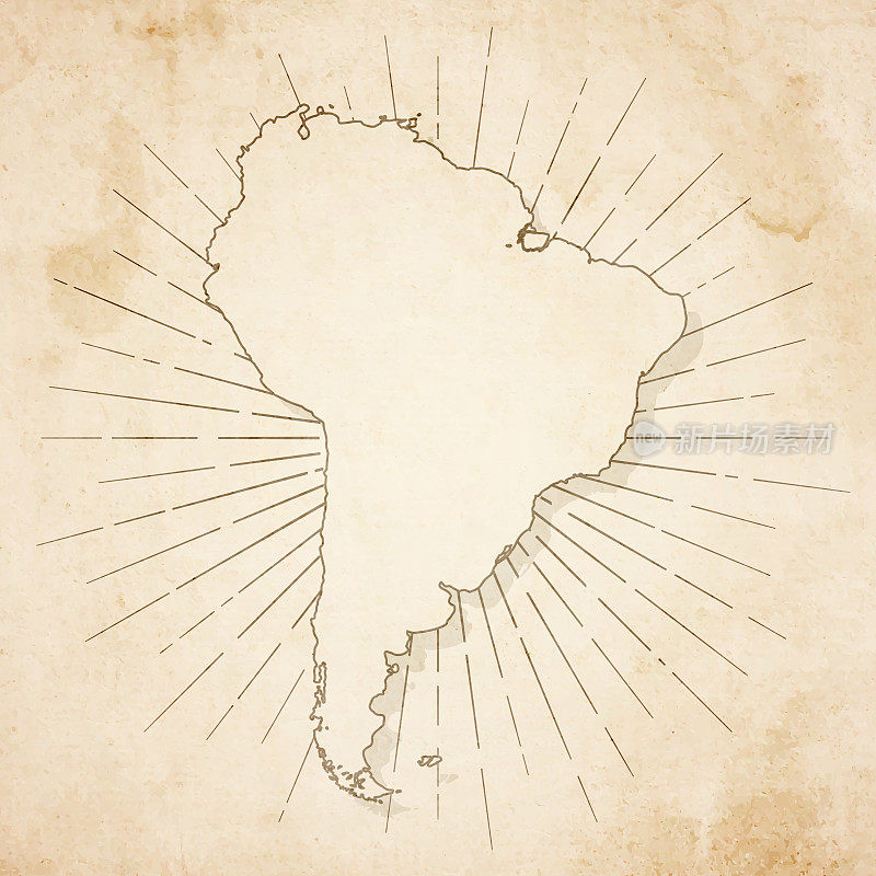 南美地图在复古风格-旧纹理纸