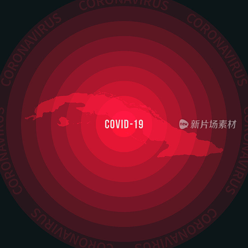 古巴与COVID-19传播的地图。冠状病毒爆发
