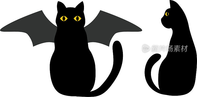 万圣节的两只闹鬼的猫的插图