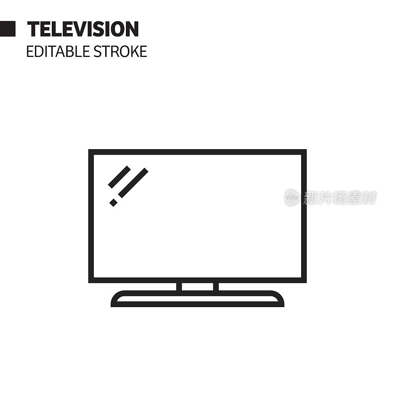 电视线图标，轮廓矢量符号插图。