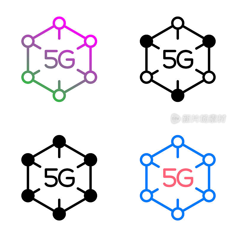 5G互联网网络矢量符号图标-简单图标，优质设计元素