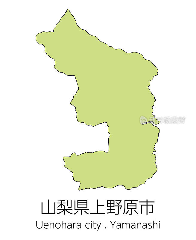 日本山梨县上野原市地图。翻译:“上野原市，山梨县。”