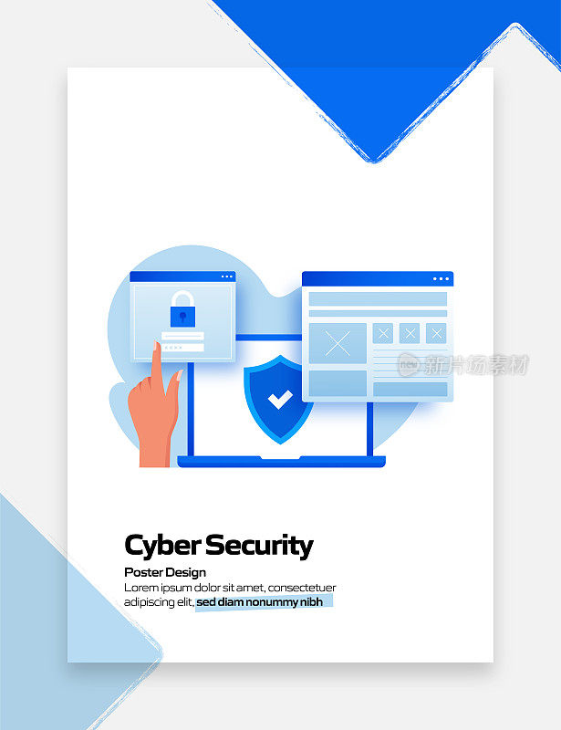 网络安全相关卡通风格平面设计矢量插图