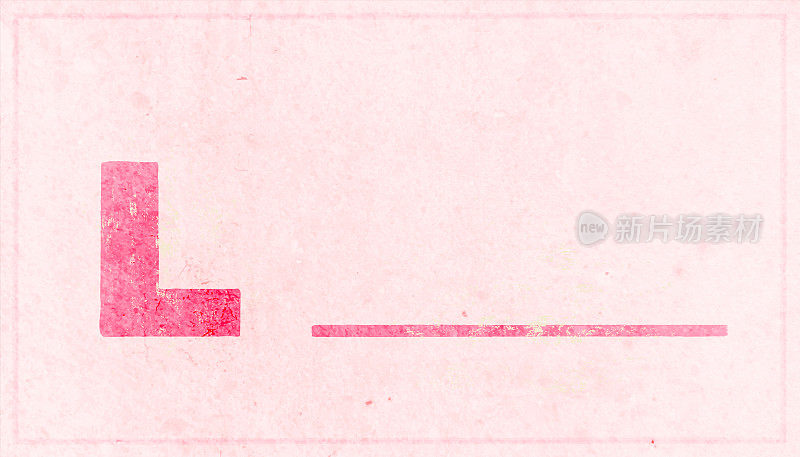 红色的大写字母或大写字母L后跟一个空白线或破折号在水平风化粉蜡笔浅粉色的垃圾墙纹理垃圾矢量背景