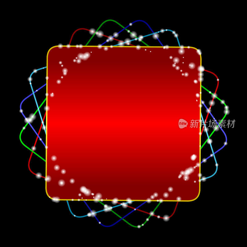 圣诞贺卡和旋转的方形轮廓带圆角，带辉光