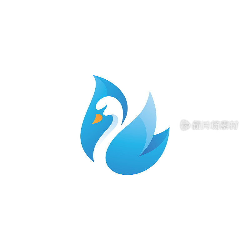 现代多彩鸿雁鸟图标Logo设计