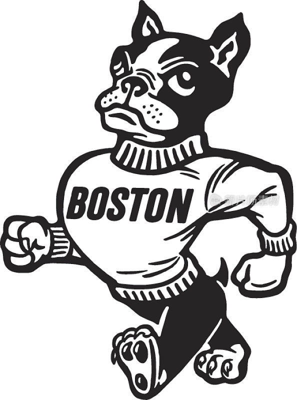 毛衣上有波士顿的拟人化狗吉祥物