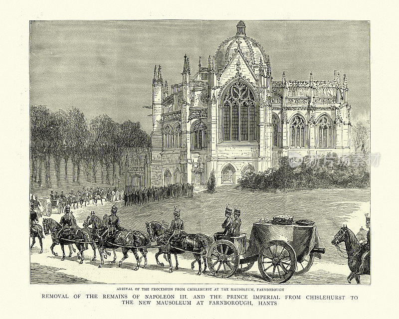 重新埋葬拿破仑三世和帝国王子在范堡罗陵墓，1888年，19世纪