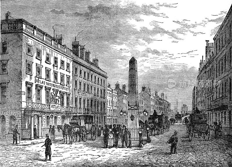 新桥街和方尖碑，1795年