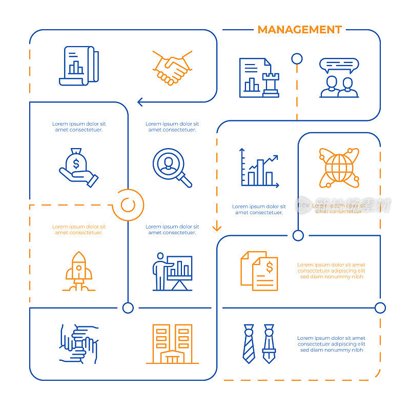 管理矢量线插图信息图形设计模板