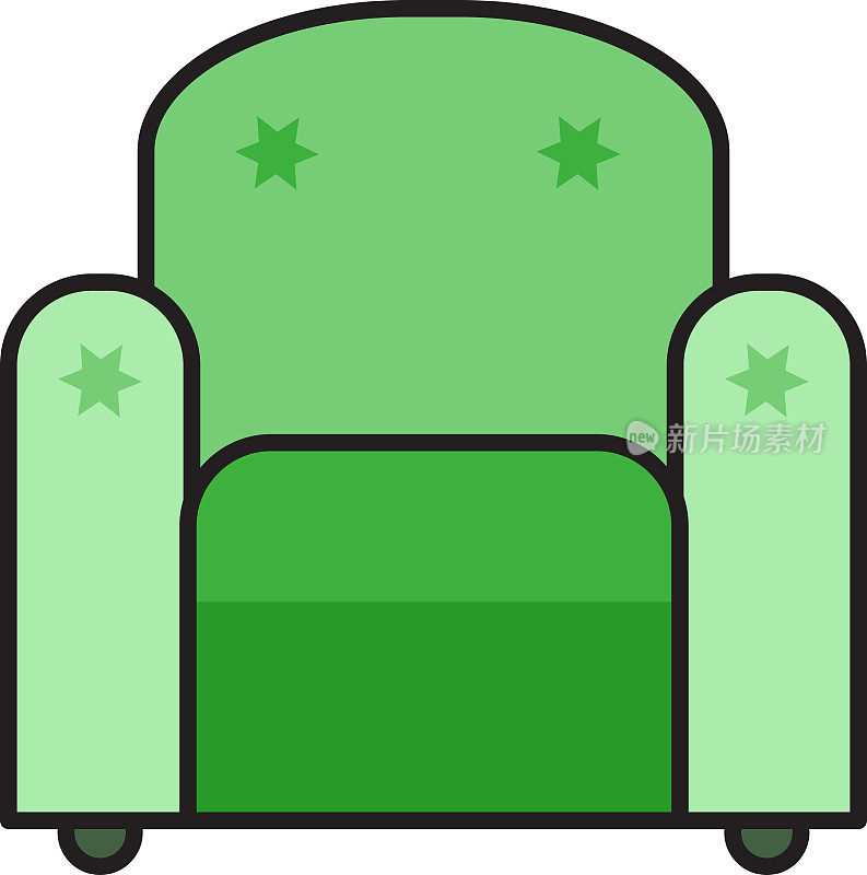 扶手椅舒适的老板家具图标向量