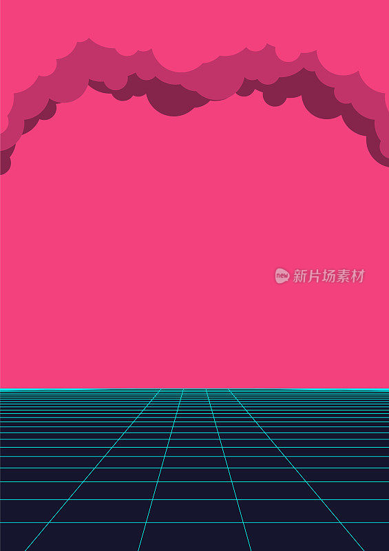 Synthwave霓虹粉色背景壁纸的传单设计在未来赛博朋克风格