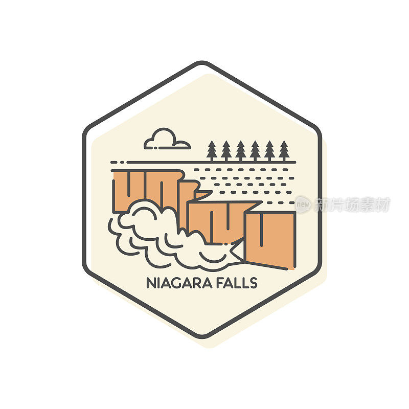 尼亚加拉大瀑布轮廓图标加拿大-简单轮廓图标矢量插图。