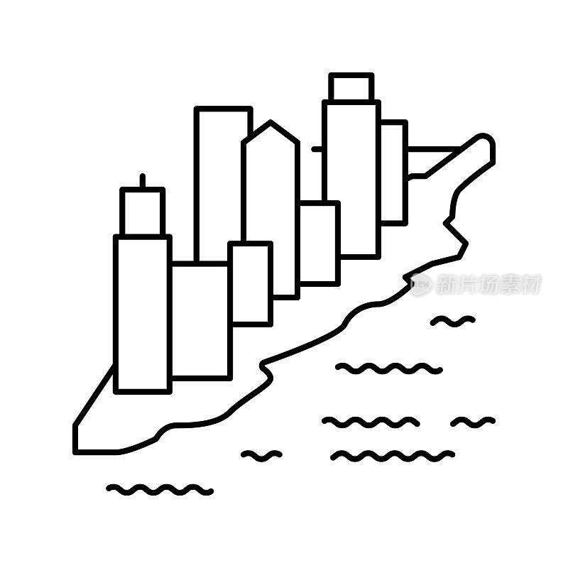 曼哈顿纽约线图标矢量插图