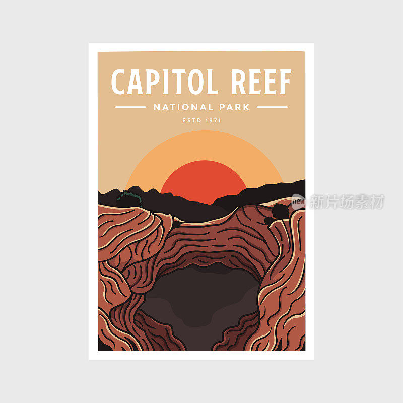 国会礁国家公园海报矢量插图设计