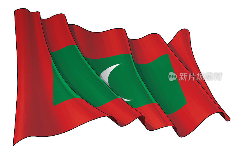 马尔代夫国旗飘扬