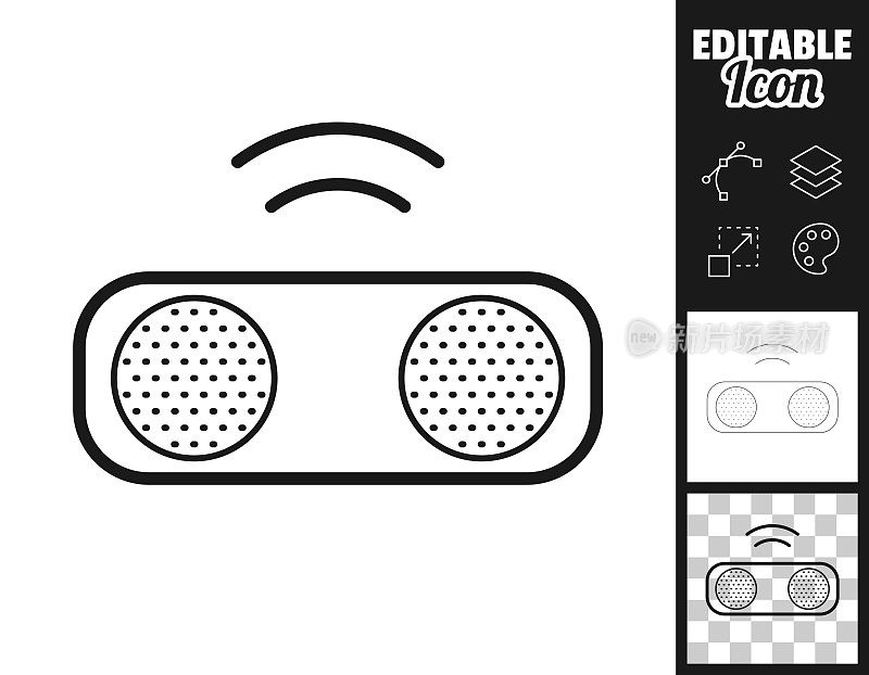 无线扬声器。图标设计。轻松地编辑