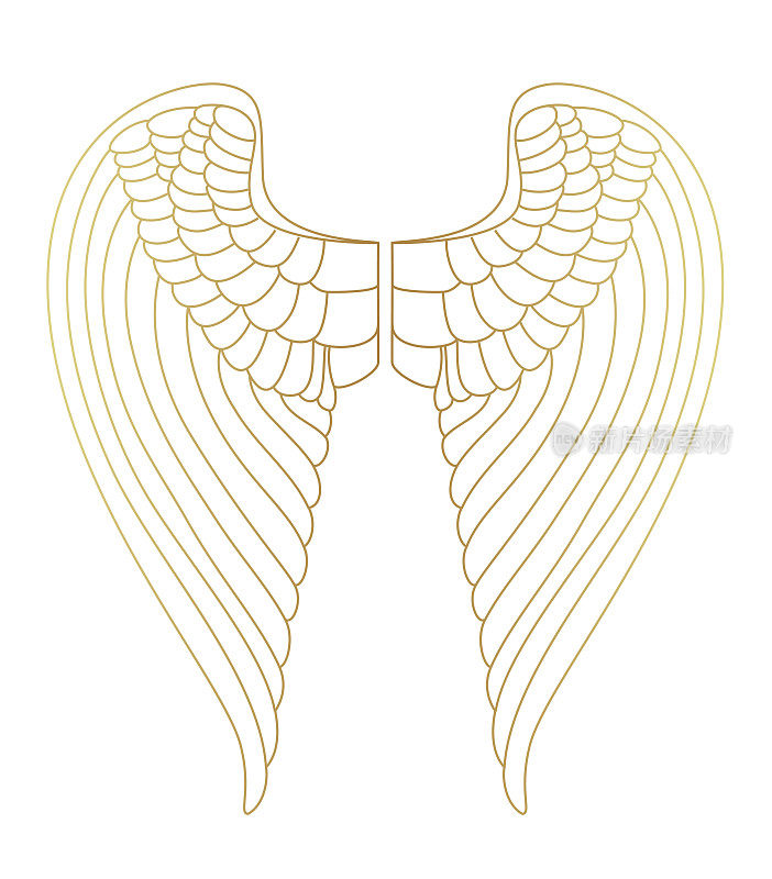 简单的天使翼元素在一个透明的背景