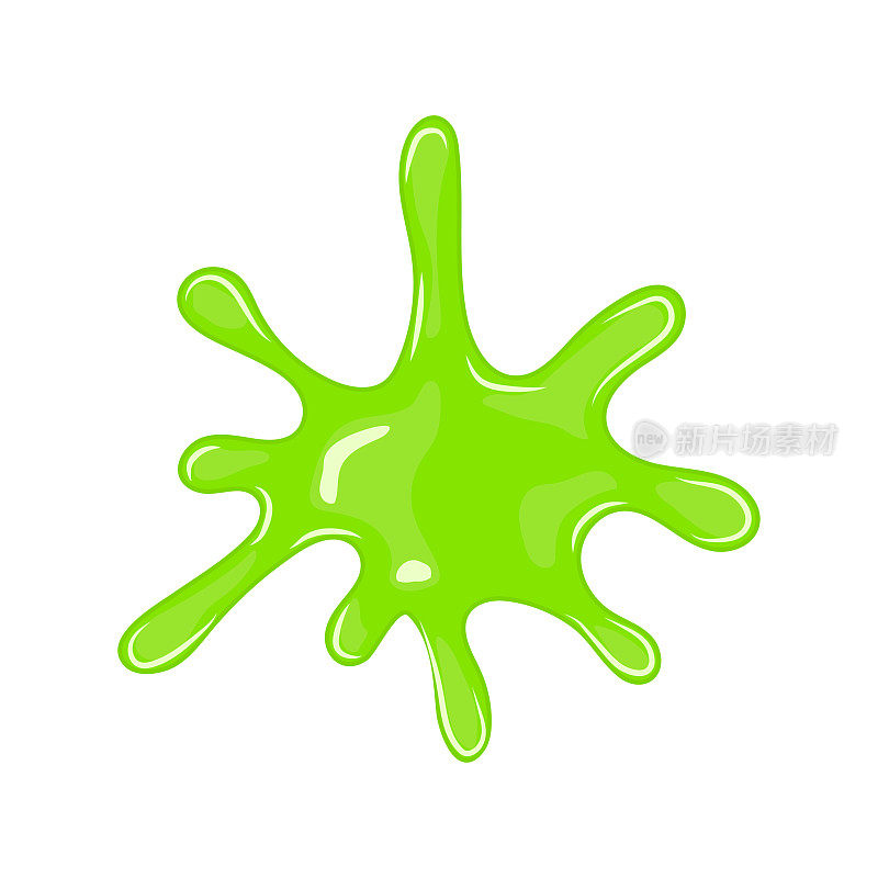 绿色有毒黏液在白色背景上涂抹平面插图