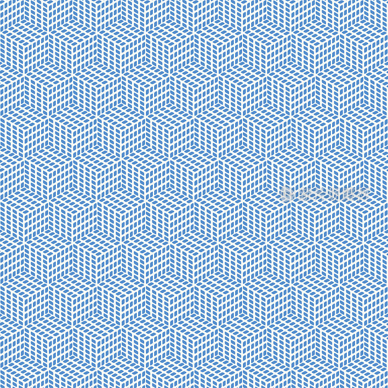 由小矩形图案组成的蓝色立方体