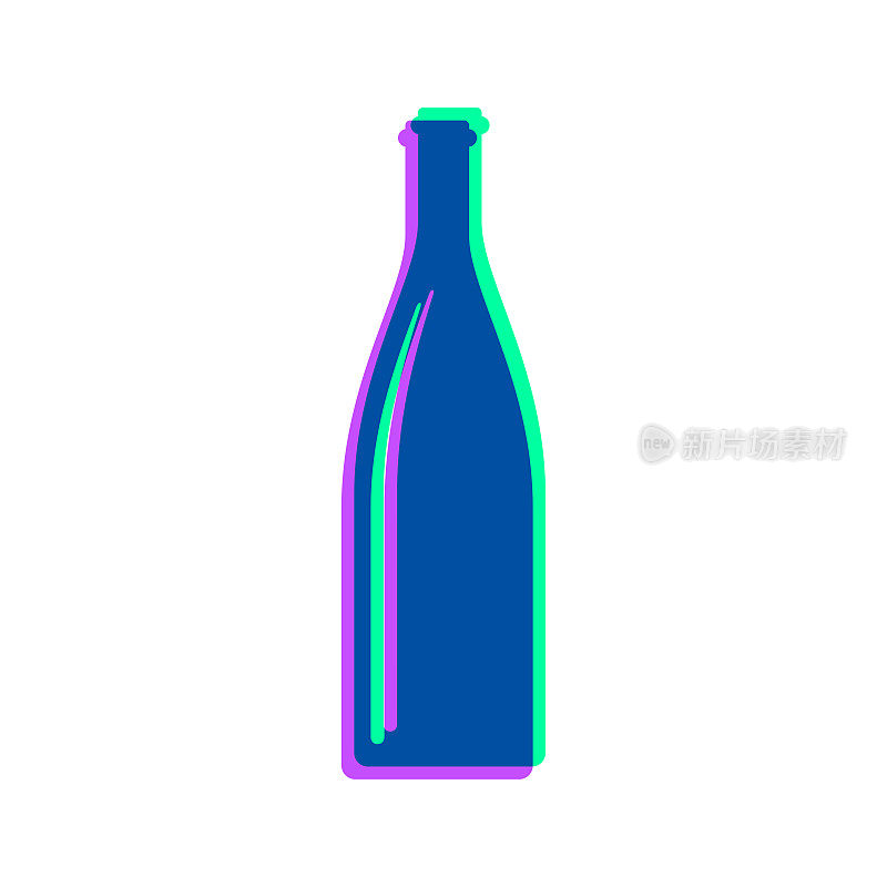 瓶子。图标与两种颜色叠加在白色背景上