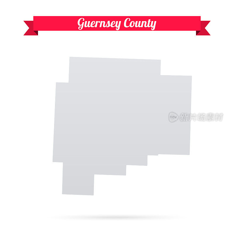 俄亥俄州根西县。白底红旗地图