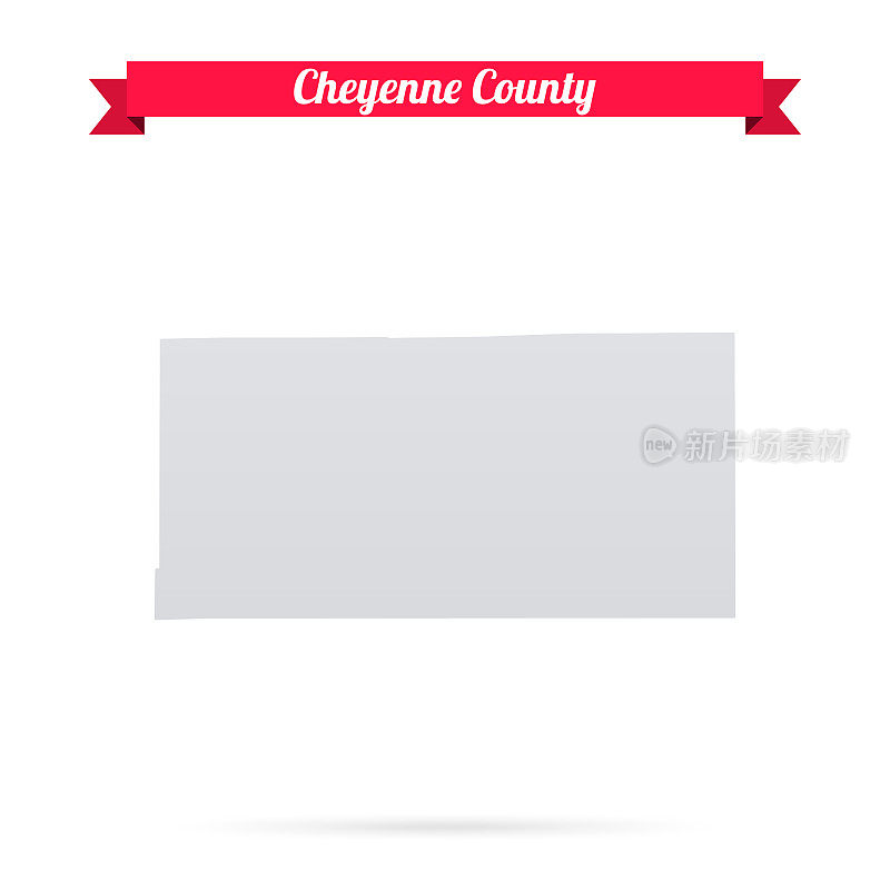 科罗拉多州夏延县。白底红旗地图