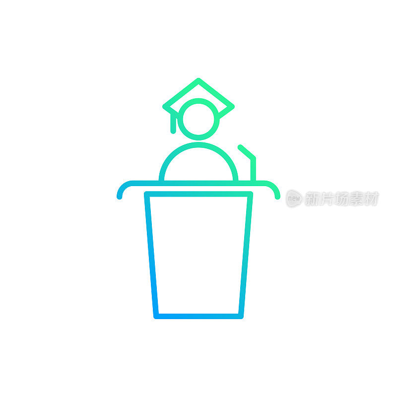 毕业演讲梯度线图标。Icon适用于网页设计、移动应用、UI、UX和GUI设计。