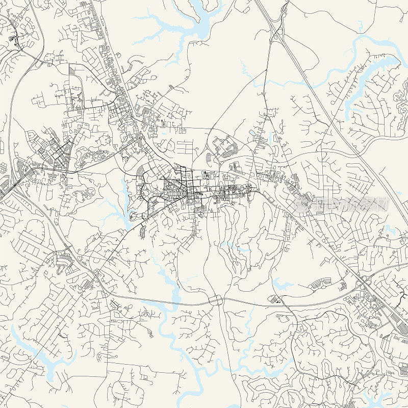 威廉斯堡，弗吉尼亚州，美国矢量地图