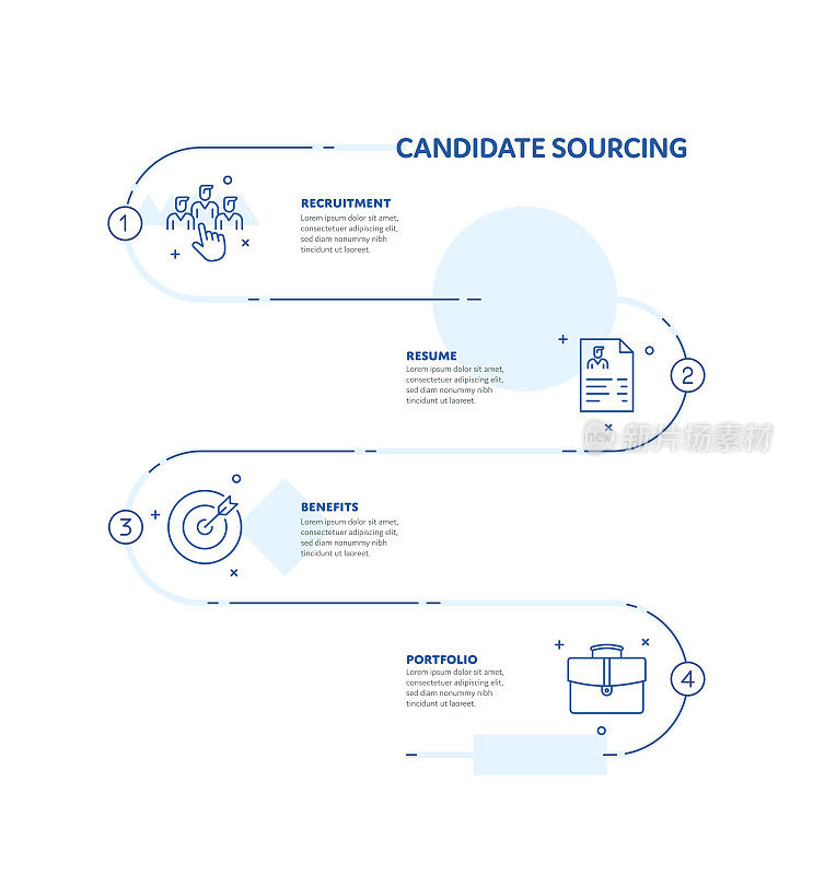 候选采购概念信息图表设计与可编辑的笔画线图标
