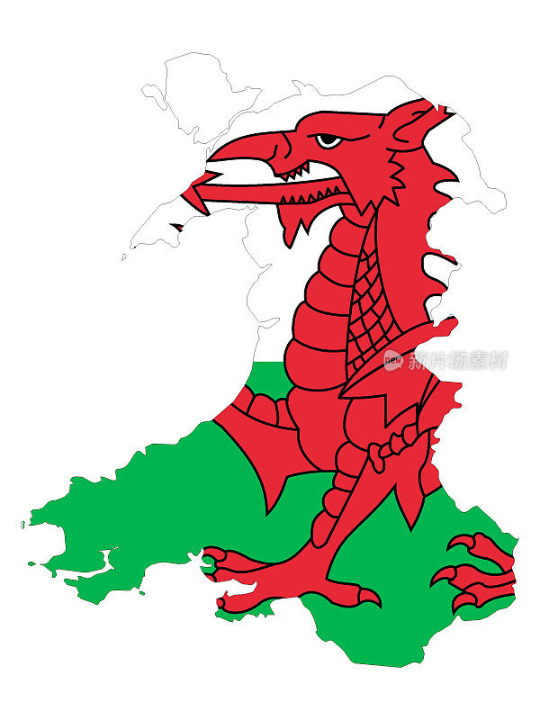 合并地图和威尔士旗