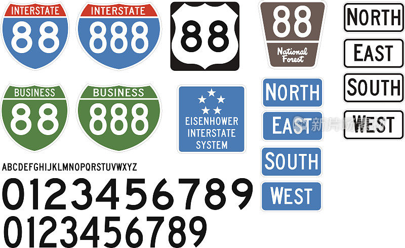 准确的州际公路标志和字母