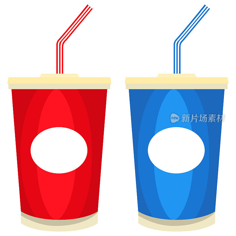 彩色汽水可乐奶昔果汁快餐图标海报。