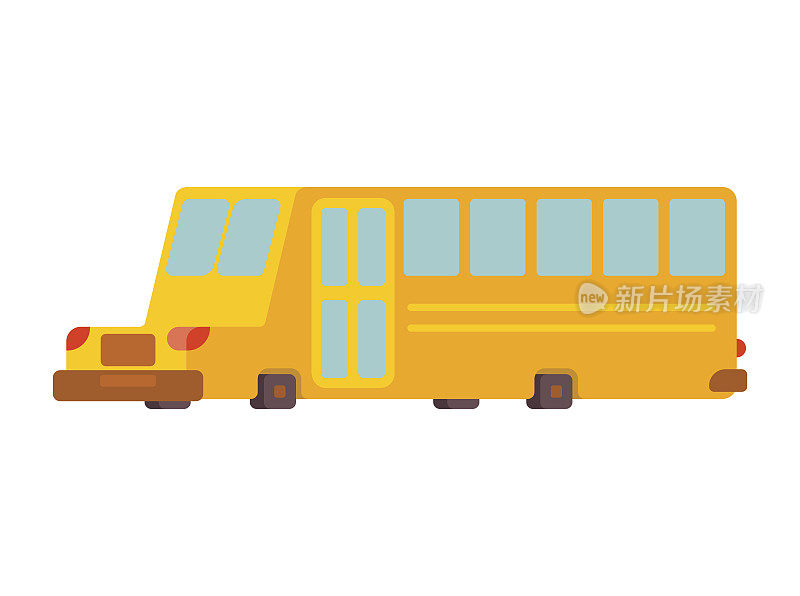 校车孤立。黄色公共汽车，用于儿童运输