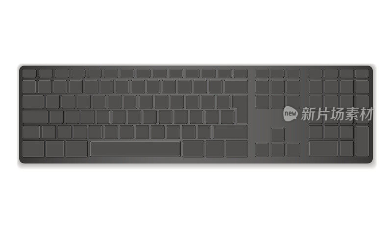 现代布局，键盘黑色电脑键盘，黑色键盘孤立在白色背景上。矢量插图。EPS10