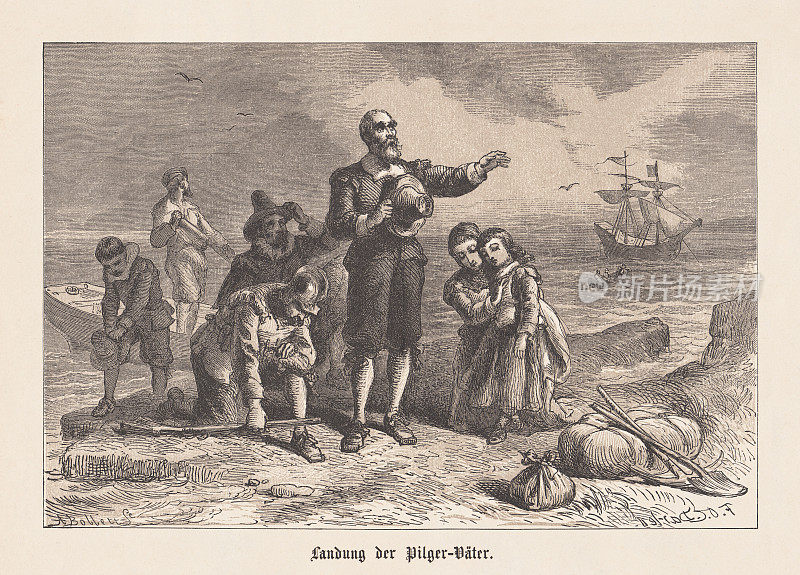 1620年出版的《美国清教徒父辈的登陆》，1876年出版
