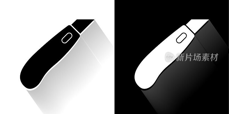 美工刀黑白图标与长阴影