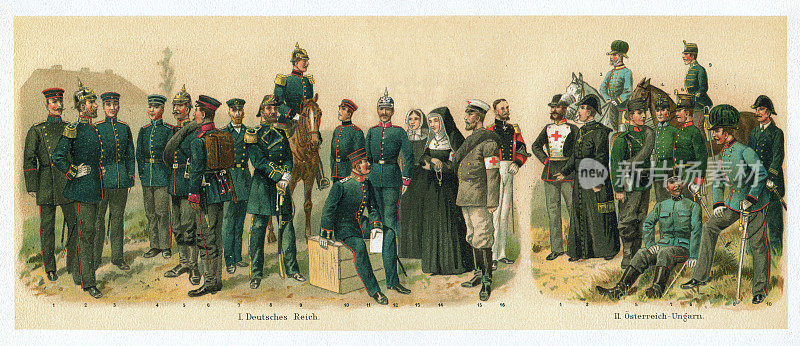德国和奥地利军队的医院医护兵，1895年