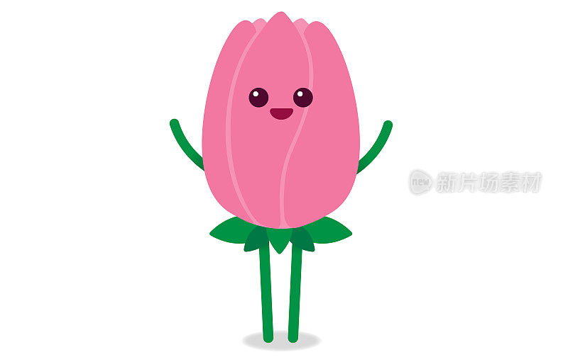 微笑郁金香植物花卉蔬菜人物卡通矢量股票插图
