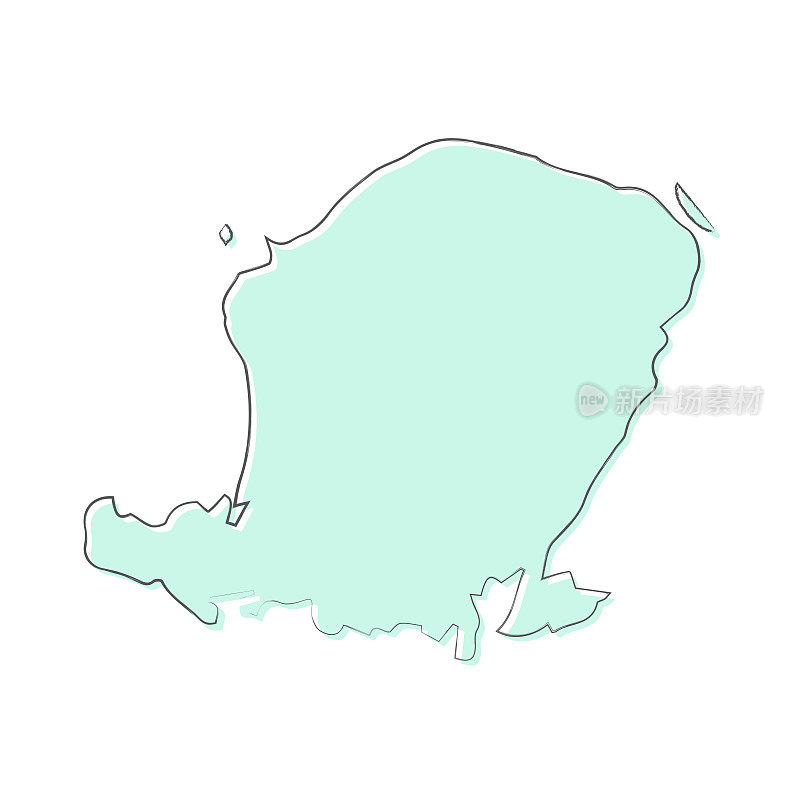 龙目岛地图手绘在白色背景-时尚的设计