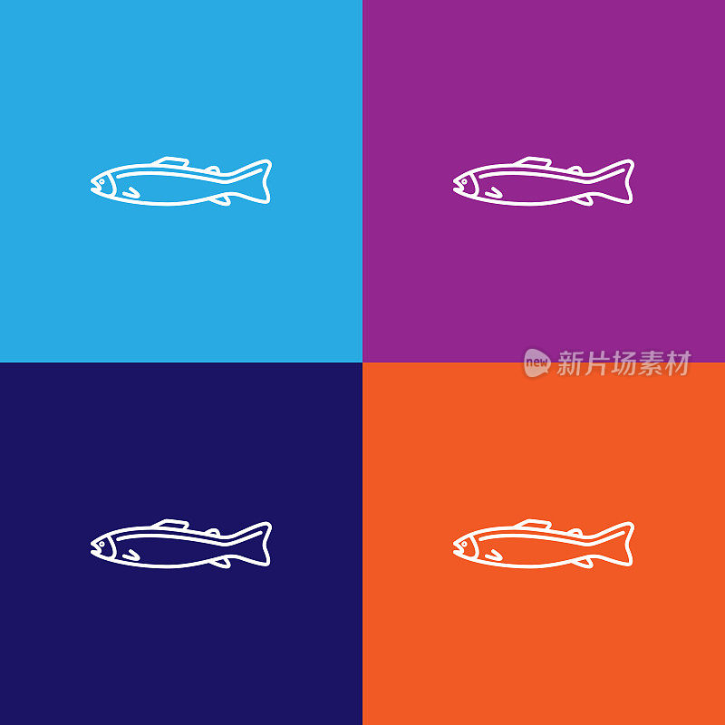 海鲜,金枪鱼图标。亚洲美食元素插画。收藏图标之一的网站，网页设计，移动应用程序