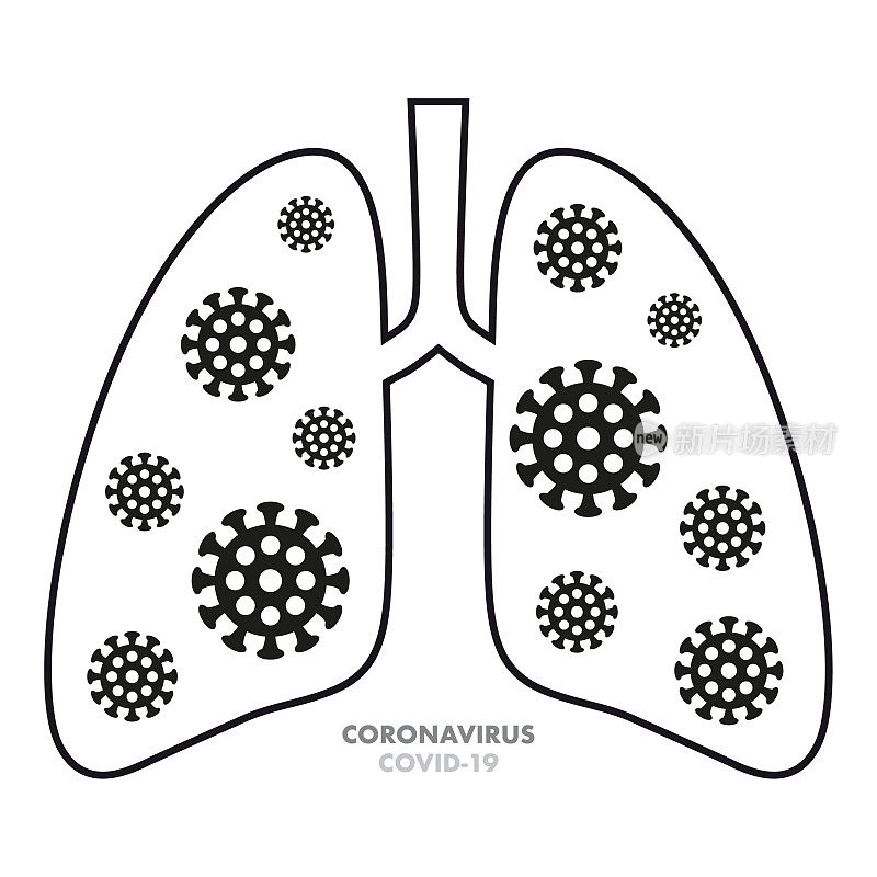 感染冠状病毒的人肺部