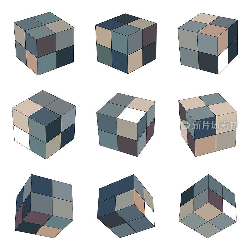 三维立方体盒模型图标收集