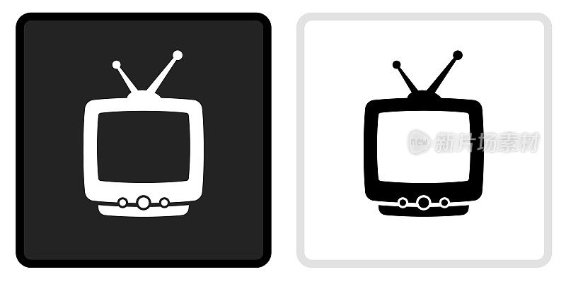 电视图标上的黑色按钮与白色翻转