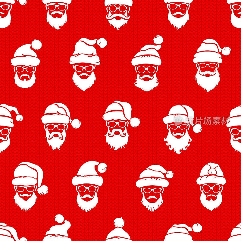 圣诞老人无缝模式。纺织品的背景。